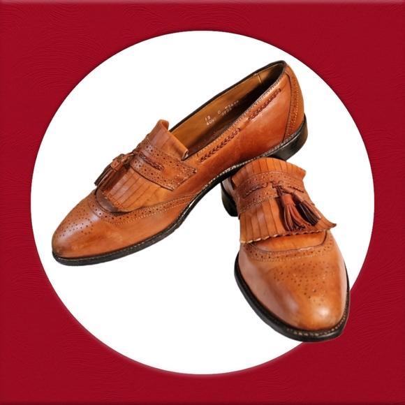 Men Vintage Brown Leather Tassel Loafer By Allen Edmonds Size 12/Designer loafer - Picture 9 of 12